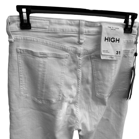 NEW! Rag & Bone Nina High Rise Ankle Skinny 5 Button White Jeans Size 31 - Picture 8 of 11